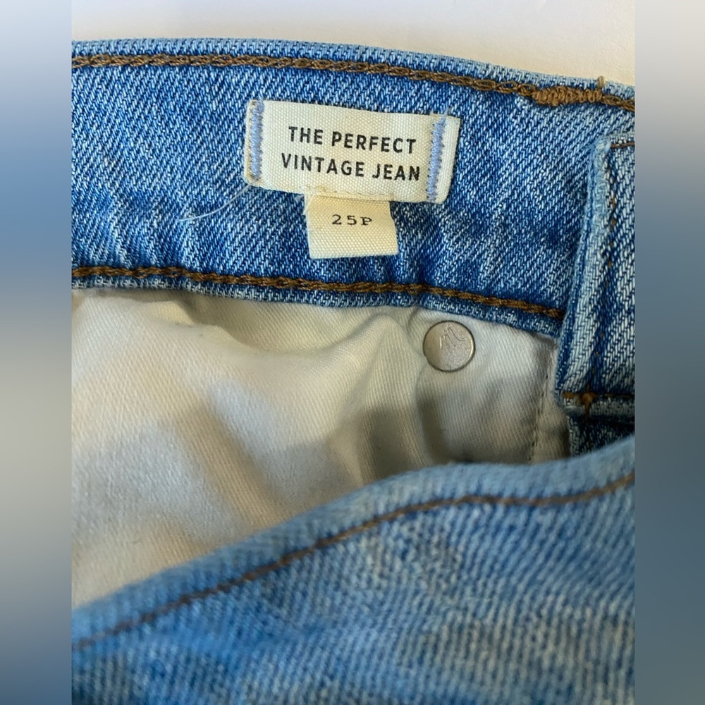 Madewell The Perfect Vintage High Rise Distressed Raw Cropped Jeans Blue SZ 23P - Picture 10 of 14